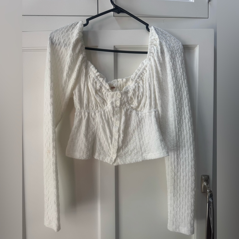 Free People Textured White Blouse